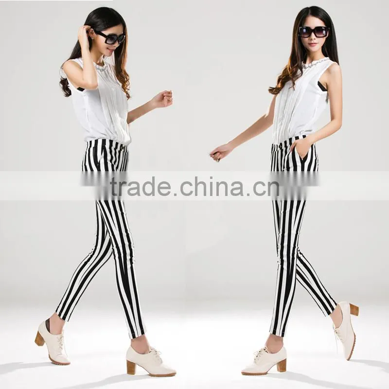 women striped pants fashion women skinny pants black white