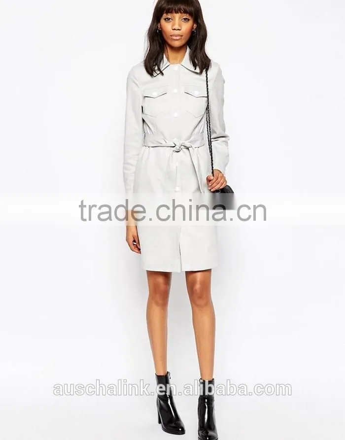 best selling women tied waist belt slim fit winter coat low price