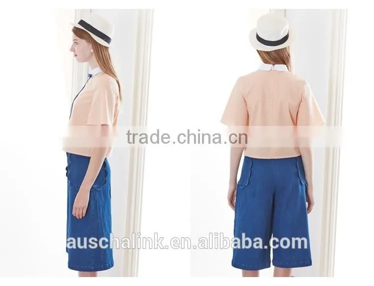 latest design high waist lady fashion classic blue jeans pants