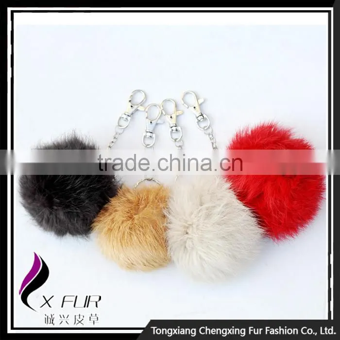CX-R-36 Cute High Quality Genuine Rabbit Fur Ball Key Chain Keychain