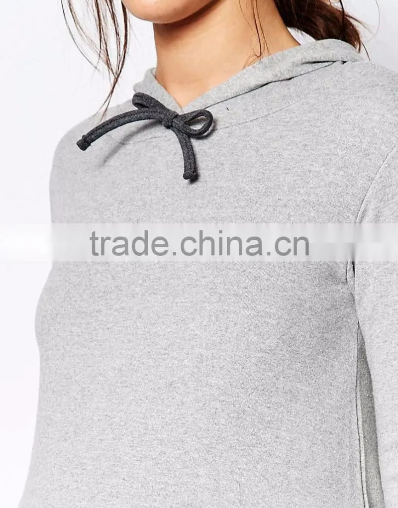 Relaxed fit long sleeve longline hoodie sweatshirt for maternity 2016