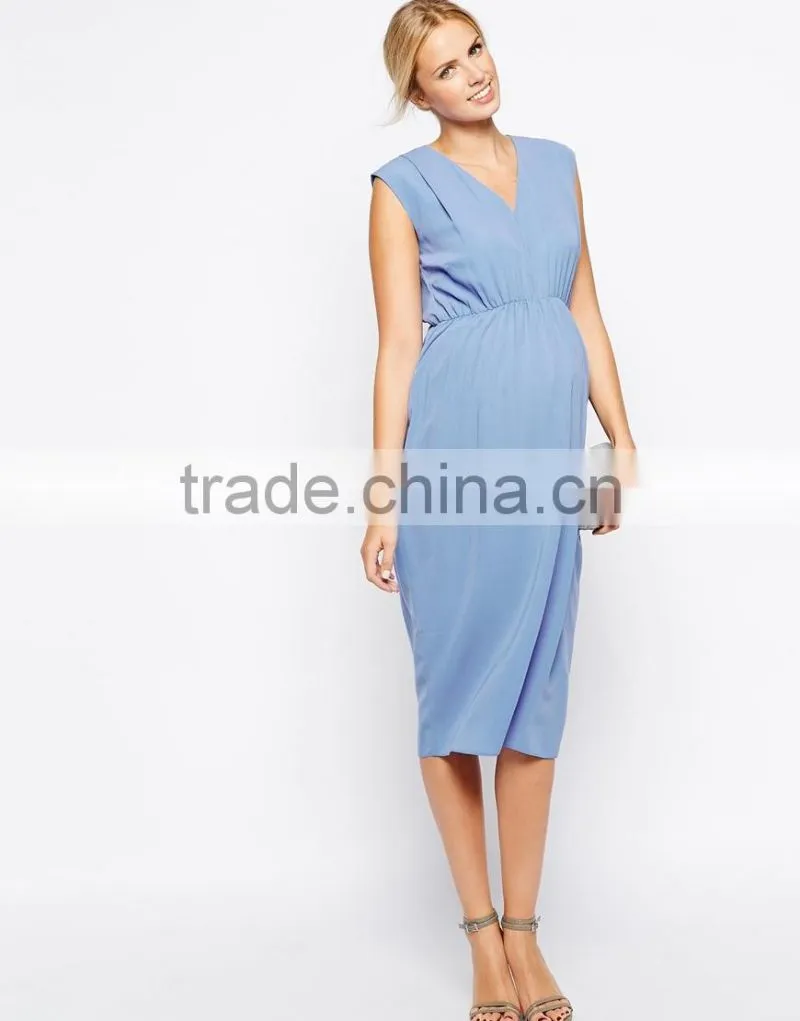 Maternity Gathered Workwear Maxi Dress China supplier