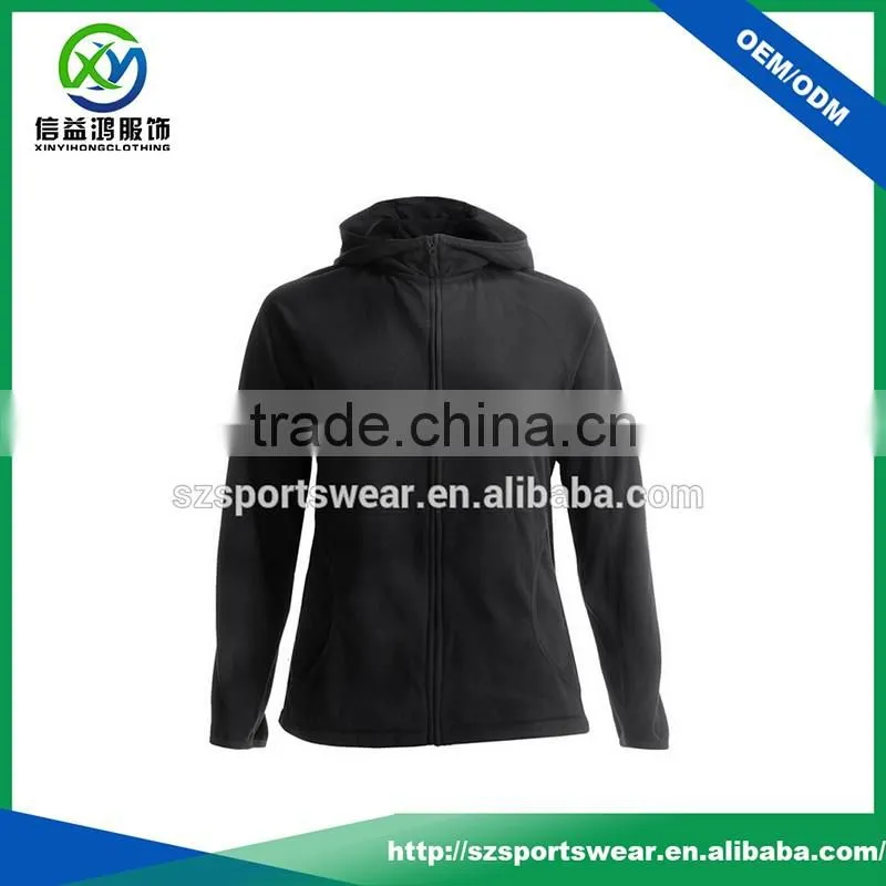 Hot selling Black color Cotton with Spandex women sport hoody with full zipper