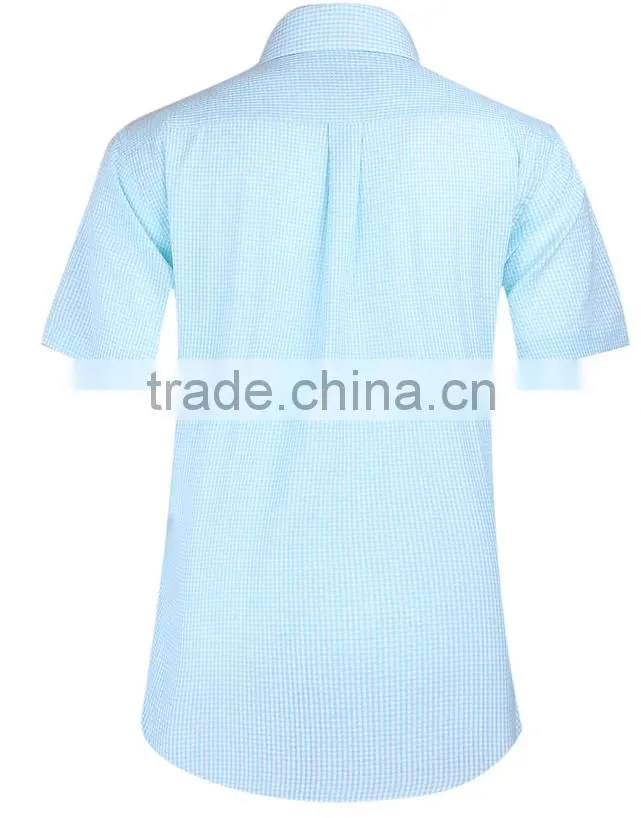 2017 latest design seersucker men's short sleeve shirt