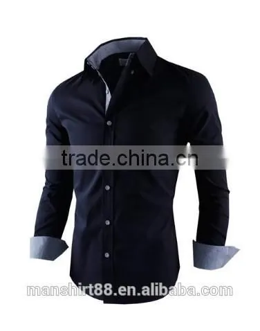 2016 multi color high collar button down slim fit casual shirt for men