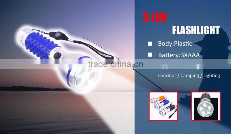 High Quality Compass 5 colors plastic led flashlight with lanyard
