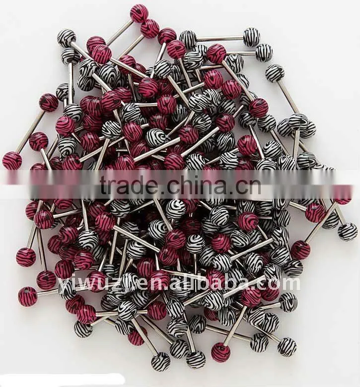 316l stainless steel industry tongue barbells slave with logo picture balls