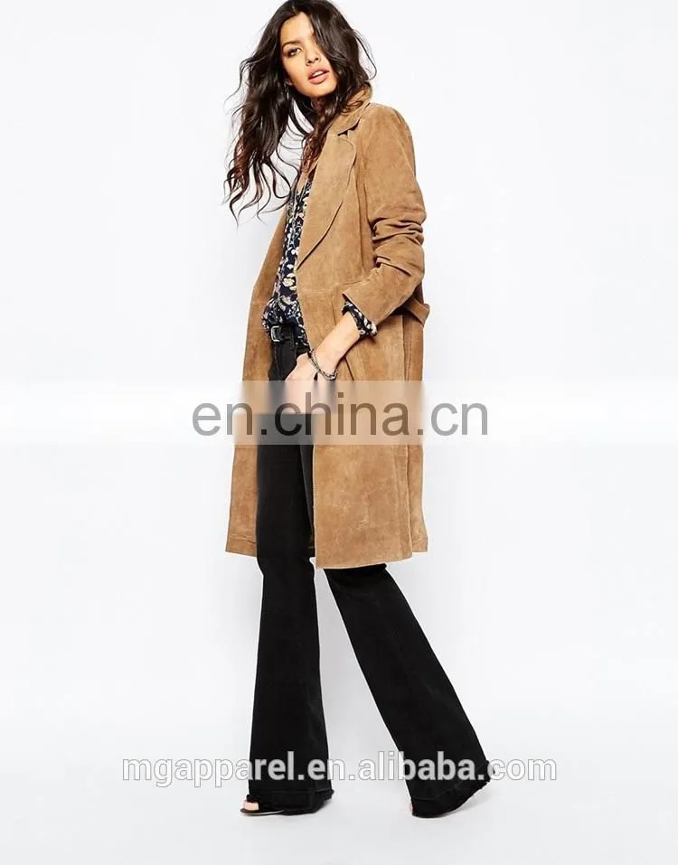 New arrival winter suede coat 100% Leather suede fabric ladies long winter coats for women