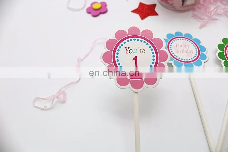 High Quality Colorful Flower Shape Baby Girl Birthday Cake Decoration