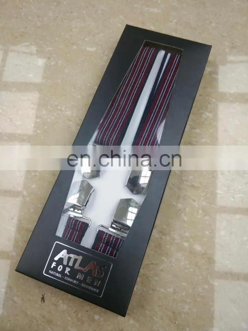Fashion high quality 4 heavy clips mens suspenders x back adult suspenders