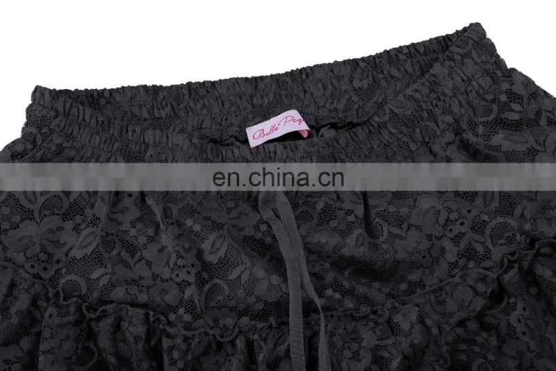Belle Poque Ladies High-Low hemline design Black Amelia Steampunk Ruffled lace Cake Skirt Popular Skirt BP000221-2
