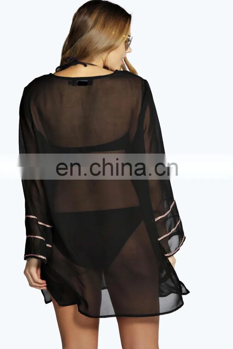 OVERSIZED EMBROIDERED PONCHO KAFTAN Slim V-neck Embroidered Poncho/ Short Kaftan For Women Summer Wear