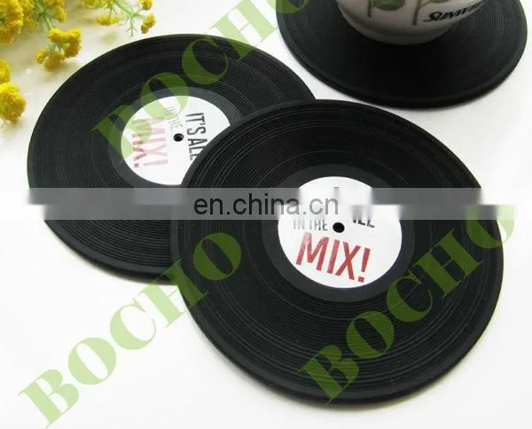 Vinyl record coaster, silicone record cup pad, Vinyl-Style cup pad