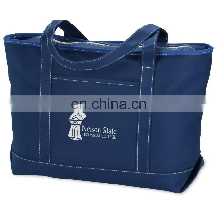 XD1019 Solid Cotton Yacht Tote front slip pocket has bottom gusset