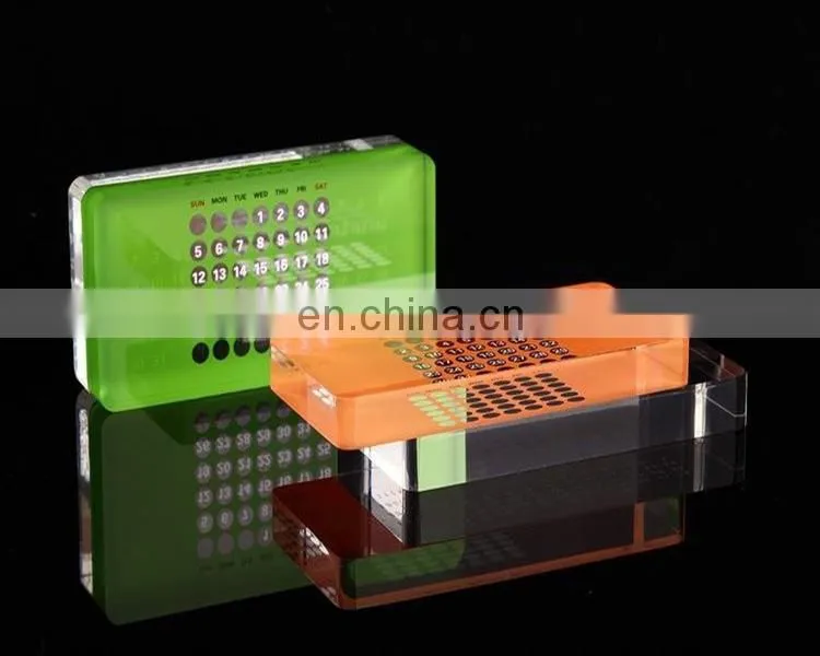 PMMA Perpetual Calendar Block Acrylic Tabletop Perpetual Calendar Block