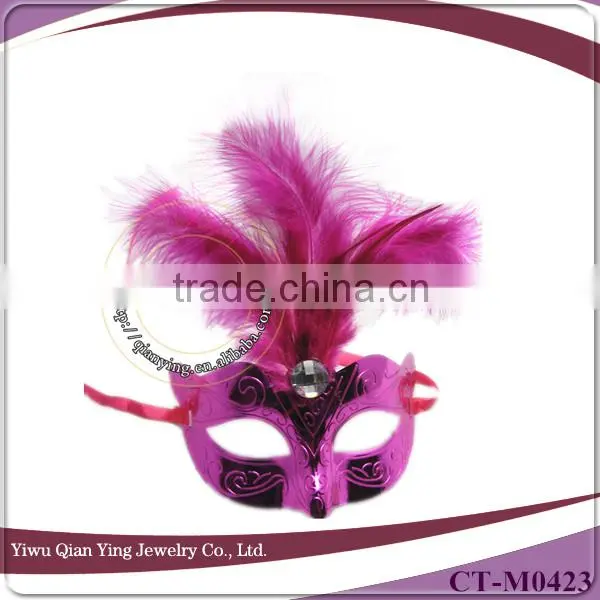 cheap beauty party mask christmas theme party mask with feather