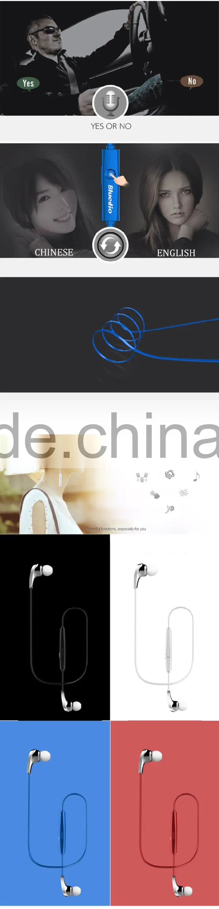 2015 new outdoor travel sport bluetooth earphone ,in ear waterproof bluetooth headset