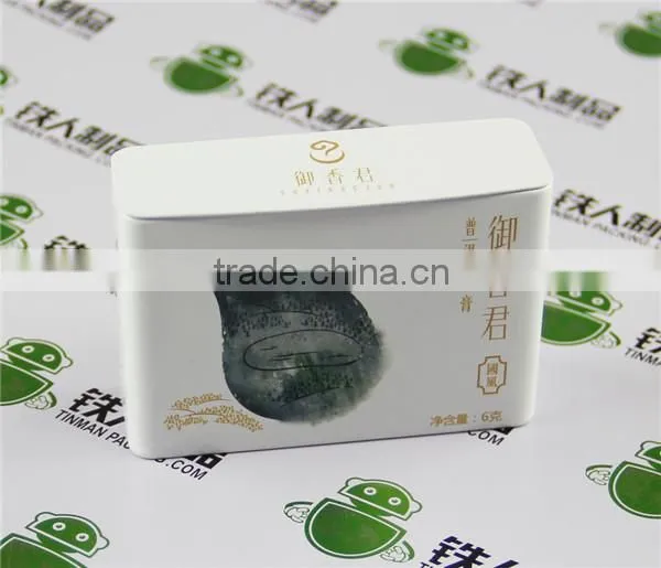 Empty small metal tin plate box with window tea tin case