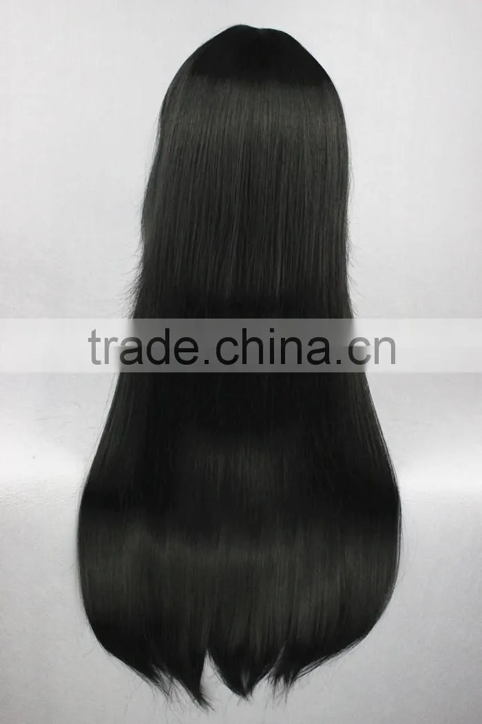 High Quality 70cm Long Straight Bleach-Kuchiki Byakuya Black Synthetic Anime Wig Cosplay Hair Wig Party Wig