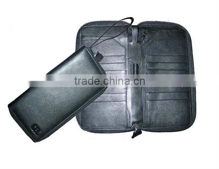 Cow Hide Leather Zipper Passport Holder