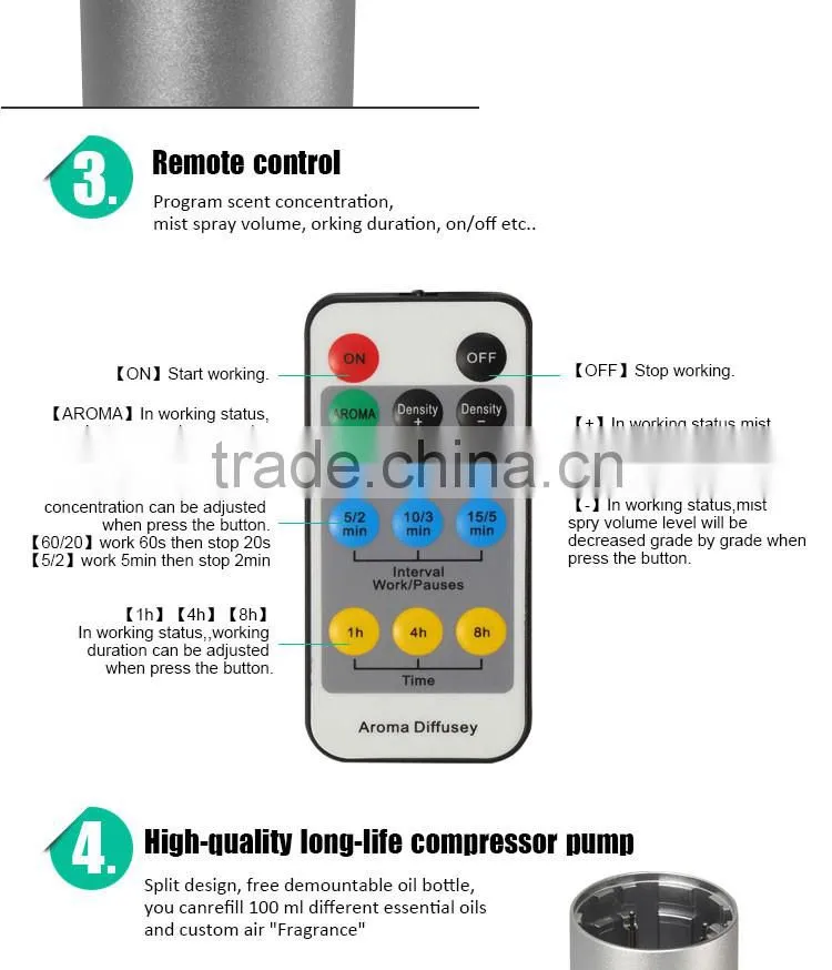 Remote control aluminium humidifier aroma diffuser/ 100ml mini time display aromatherapy essential oil diffuser YK5291