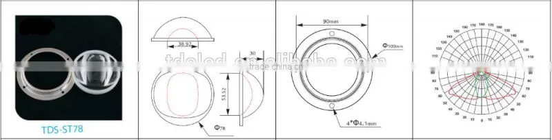 30W 50W 100W cob Led optical glass lens for street light