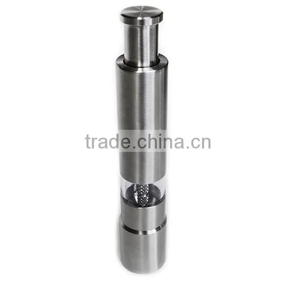 Set of 2 Stainless Steel Spring Action Press type Salt and Pepper Mills Grinders