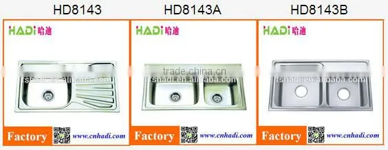 Kitchen apron single bowl stainless steel sink with tray HD8143