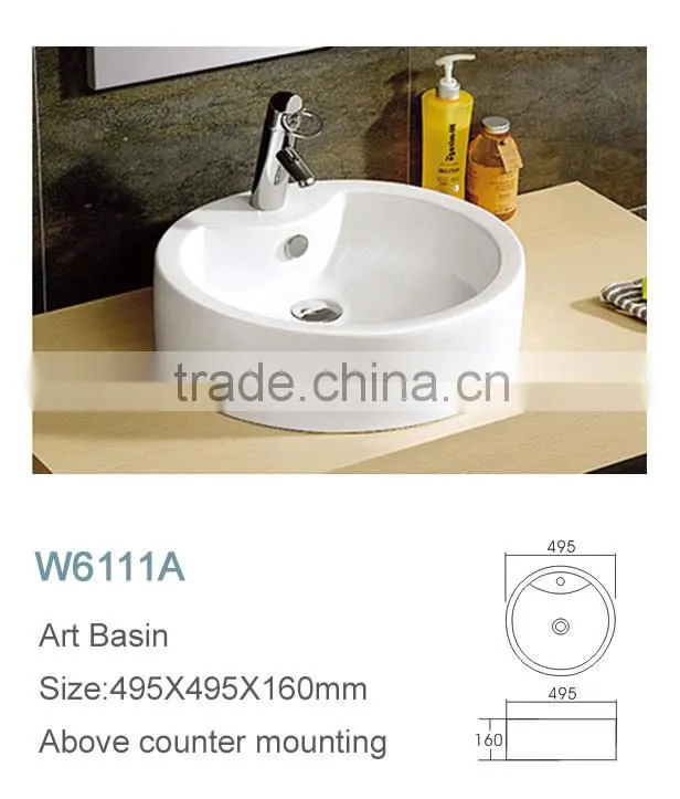 Alibaba made in china ceramic bathroom counter top round sink