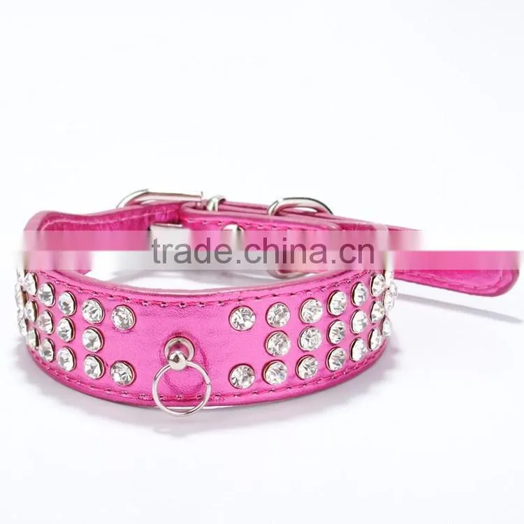 Wholesale diamond dog chain three rows of decorative pet dog collar
