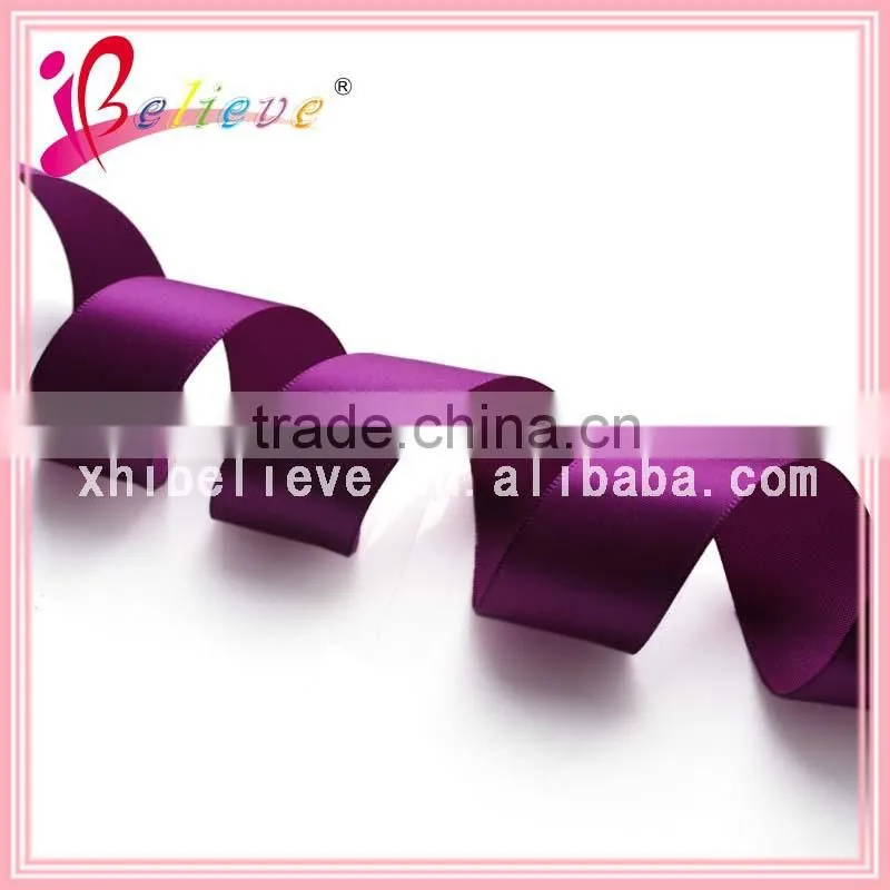 Top quality solid ribbon hot selling 100 yards roll purple ribbon pre made ornaments