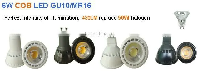 Hot indoor decor led light 450lm COB GU10 MR16 6w led spotlight