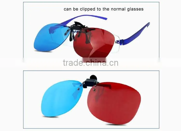 Clip On 3D Red Blue Glasses for Shortsighted People