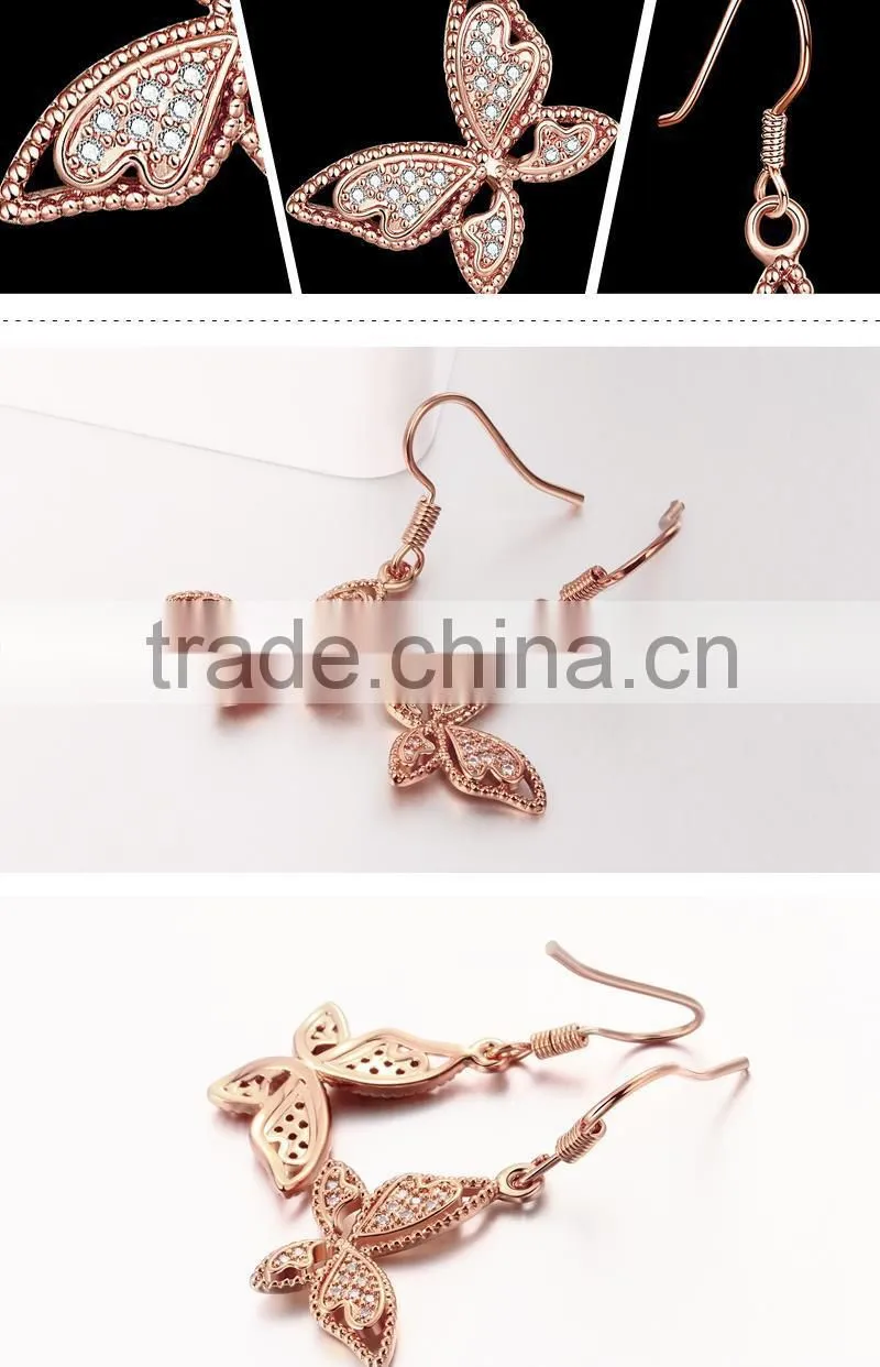 2015 new arrival butterfly shape arabic gold earring designs for girls