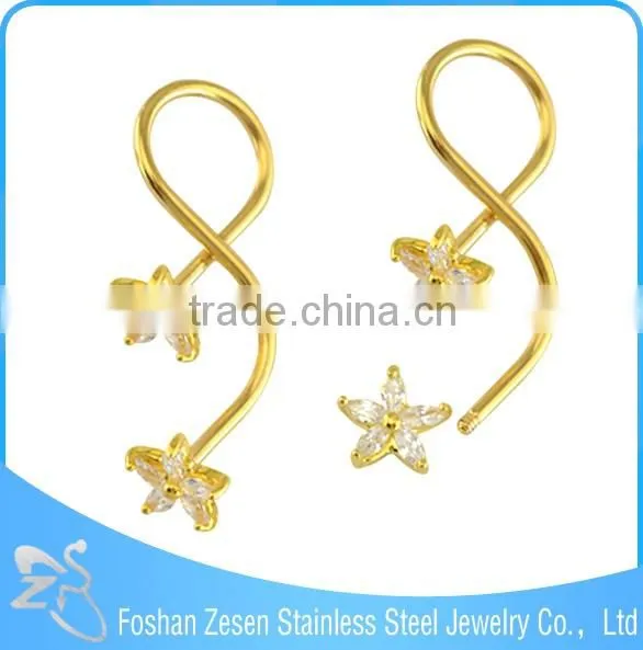 Lovely Curved Bar Blue Claw Cubic Zircon Bee Flower Navel Belly Ring
