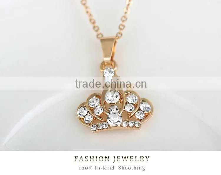 Chic Style 18K Gold Plated Crown Earrings Necklace Ring Bangle Jewelry Set