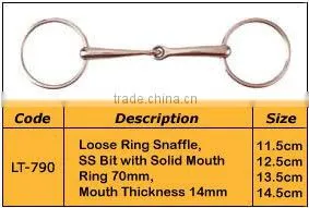 Loose Ring Snaffle, SS Bit with Solid Mouth