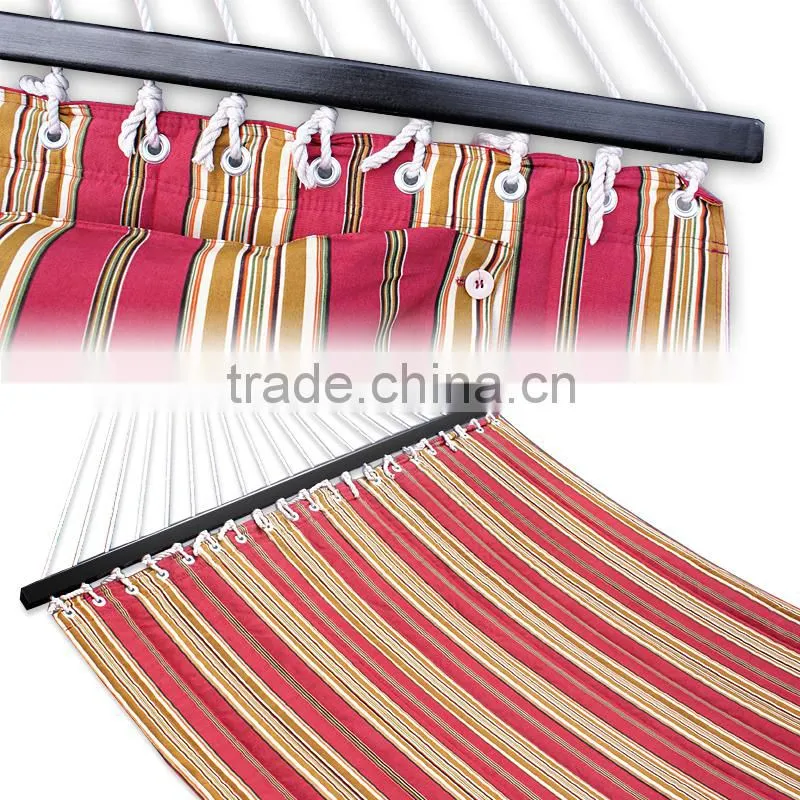 Hammock-Quilted-Fabric-W-Pillow-Double-Size-Spreader-Bar-Heavy-Duty-Stylish-Red