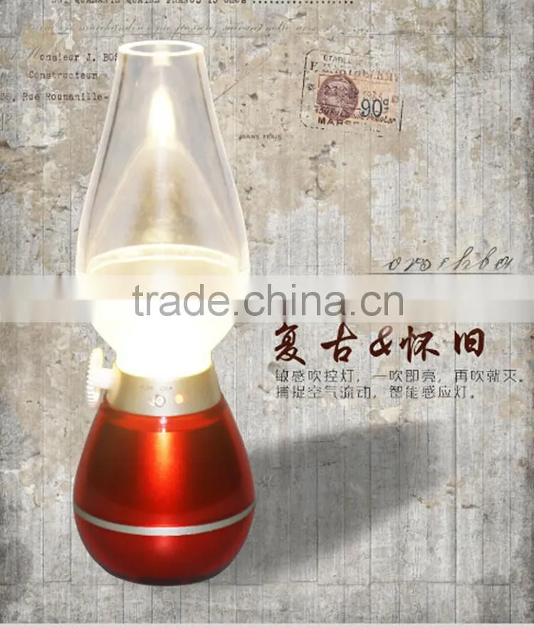 Traditional Blow Control USB Rechargeable Antique Cut Glass Oil Lamps / Best Promotional Gift and Traditional Meeting