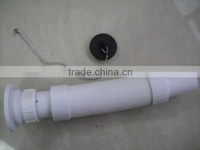 PP flexible basin waste hose/plastic sink drain hose with steel wire/pvc retractable hose for bathroom/chrome coated waste hose