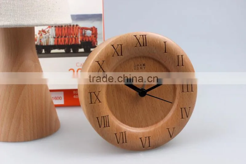 Hot sale Shanshui new design 100% wooden carving desktop clock, DRZ008