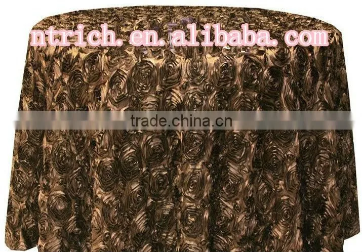 Gorgeous floral patterns table cloth for wedding, satin rosette table cloth