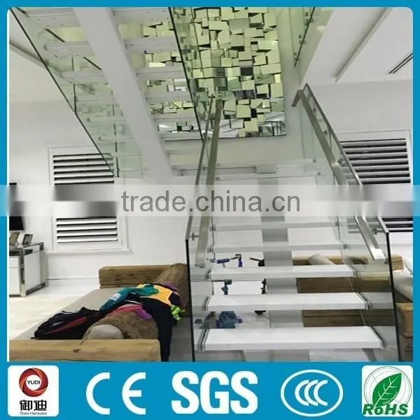 Glass wood straight stairs, staircase chinese supplier--YUDI