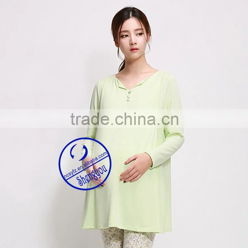 Custom made 100% pima cotton high quality long sleeve nursing wears