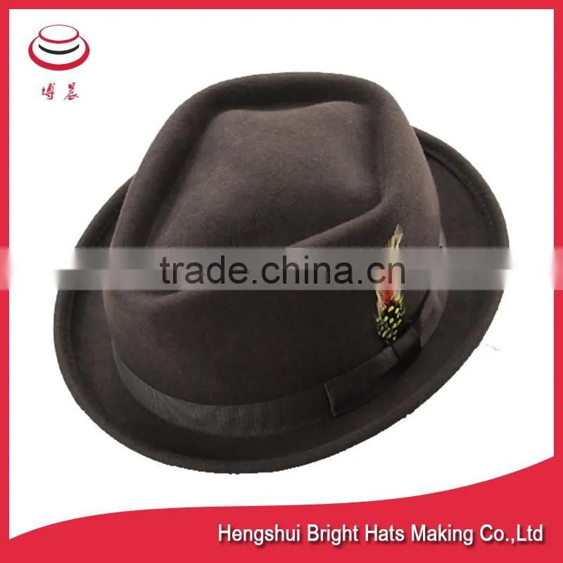 100% Wool Felt Fedora Dress Hats Manufacturer , Men Formal And Fashionable Headwear