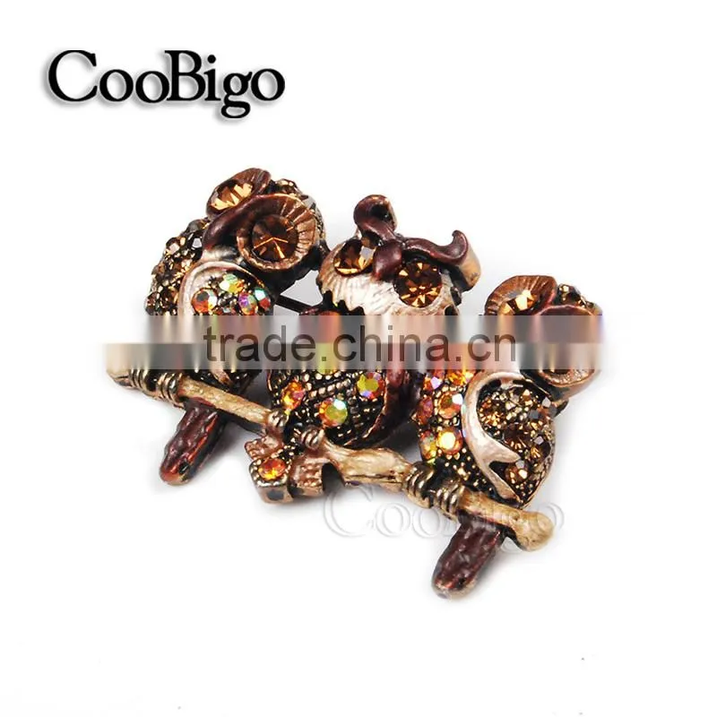 Fashion Jewelry Three Bling Charming OWL Shape Design Brooch Party Promotion Gift Apparel Accessories