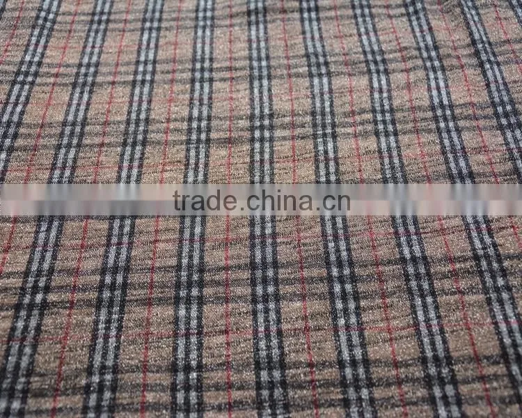 Jiufan Textile Knitted Printed Checks Design 100% Polyester Fabric For Clothing