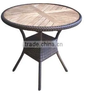wood table top outdoor wicker table