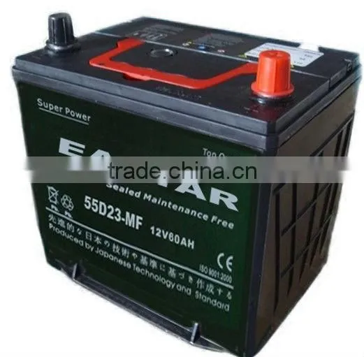Maintenance Free 55D23L 12v 60Ah Car Battery JIS Standard