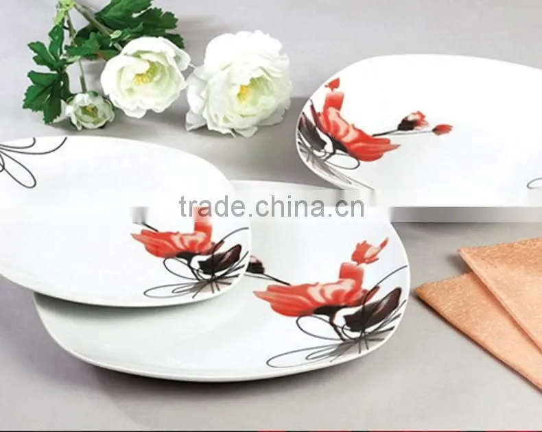 Square ceramic dinnerware set with decal,dinner ware plate sets